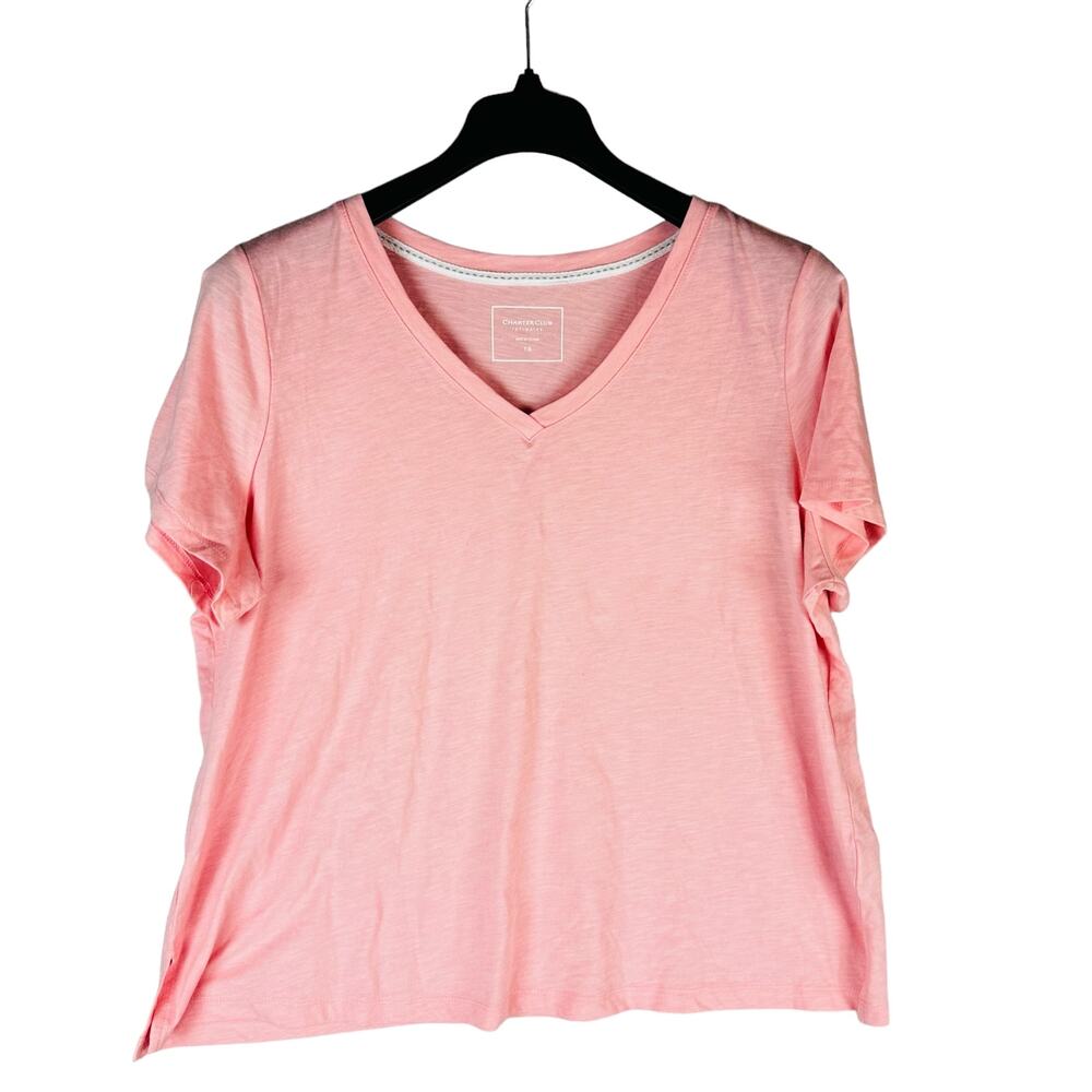 Charter Club Intimates Womans Sz 1X T-Shirt Pink Pajama Top Neck NWT